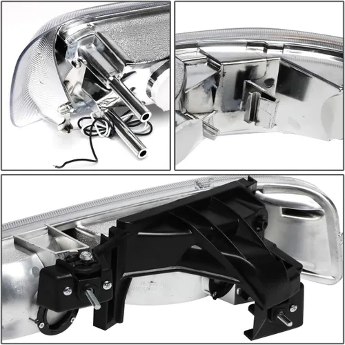 Miniatura 4 de DNA Motoring HL-LB-CSIL99-CH-AM Par de carcasas cromo ámbar LED DRL. Faros delanteros de repuesto para Silverado 99-02