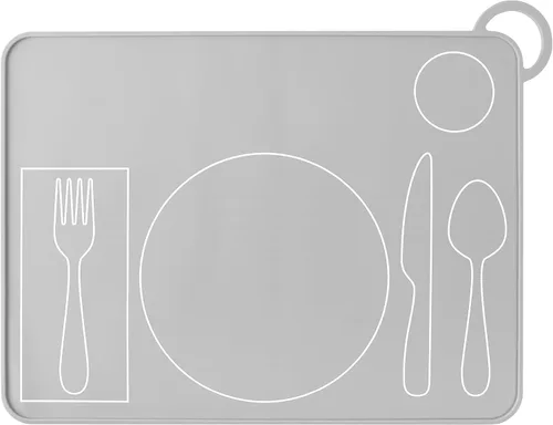 Mantel individual Montessori de silicona para niños pequeños | Tapete de placa para niños para mesa de comedor | por Fire Rooster Kids (gris, 1)