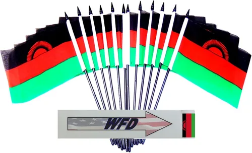 Miniatura 133 de World Flags Direct Banderas en miniatura de poliéster de Afganistán, paquete de 12, decoración de mesa de fiesta, desfiles, 4 x 6 pulgadas, verde