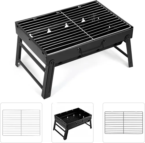 Miniatura 5 de Barbecue Grill, Charcoal Grill Folding Portable Lightweight Barbecue Grill Tools for Outdoor Grilling Cooking Camping Hiking Picnics Tailgating