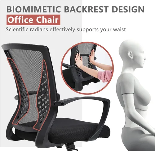 Miniatura 5 de Silla ergonómica de oficina, silla de escritorio para el hogar, silla de malla con respaldo medio, silla giratoria para computadora, silla ejecutiva