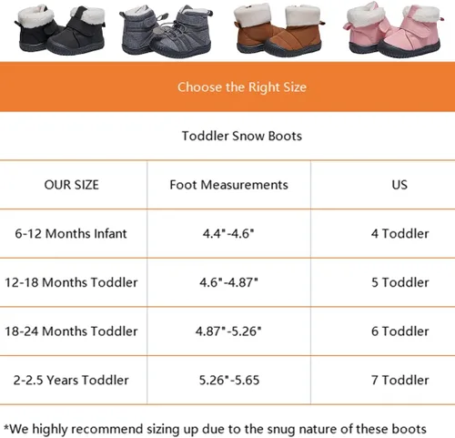 Miniatura 5 de Newsonet Botas de nieve de invierno para niños y niñas, zapatos de piel sintética para clima frío (bebéniño)