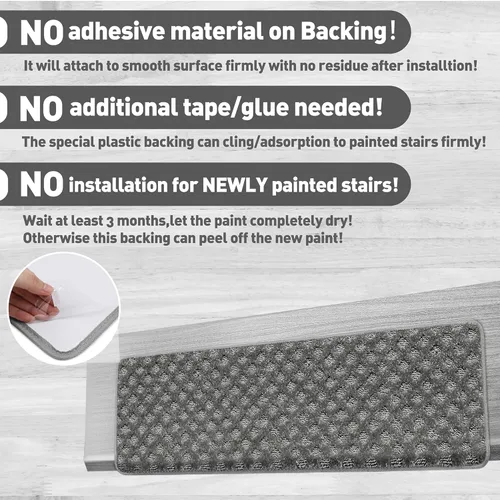 Miniatura 6 de PURE ERA Bullnose - Juego de peldaños de alfombra para escaleras sin cinta, antideslizantes, protectores de escaleras para interiores, alfombras