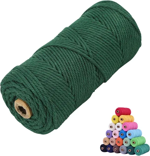 Miniatura 37 de Cuerda de algodón para macramé, de 0.11 pulgadas x 109 yardas, cuerda de macramé natural marrón, suministros perfectos de algodón para hacer