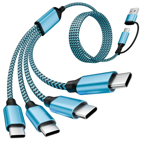 Miniatura 13 de Cable divisor USB C multi carga para múltiples dispositivos, cable de carga rápido 4 en 1, cable de carga de teléfono USB C trenzado con 4