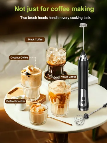 Miniatura 10 de Espumador de leche recargable, varita de mano espumador de café, fabricante de espuma eléctrica impermeable IP67, mezclador de bebidas de alta