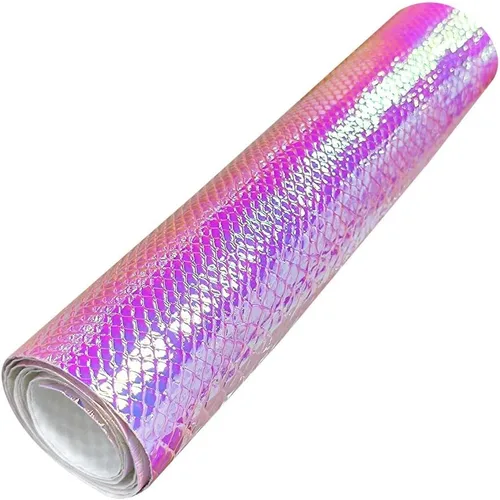 Miniatura 3 de HYANG - Hojas holográficas de piel sintética de poliuretano en relieve de serpiente, muy adecuadas para hacer manualidades, bolsos, aretes de cuero