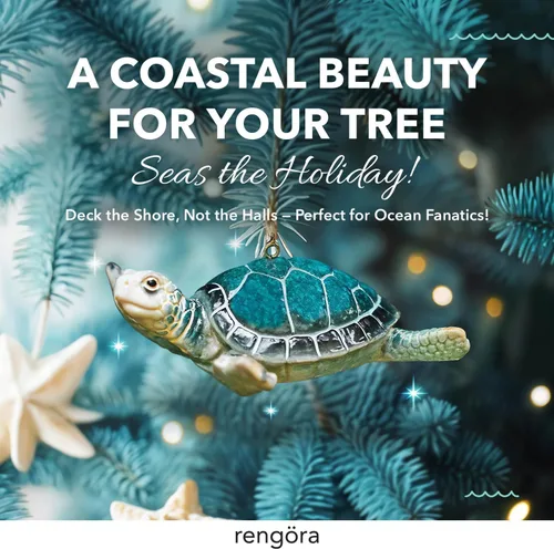 Miniatura 2 de Adorno de tortuga marina azul, decoraciones navideñas pintadas a mano 2023, temática de playa, decoración del océano, adornos de árbol de Navidad
