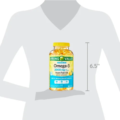Miniatura 4 de Spring Valley Omega 3 Aceite de pescado máximo 2000 mg 180 cápsulas blandas + pegatina me Gusta