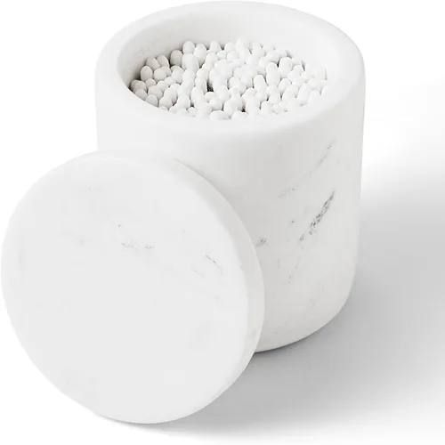 Miniatura 11 de Travertine Dispensador de Hisopos con Tapa para Hisopos de Algodón, Bolas, Almohadillas, Palillos de Hilo Dental, Frasco de Boticario de Mármol