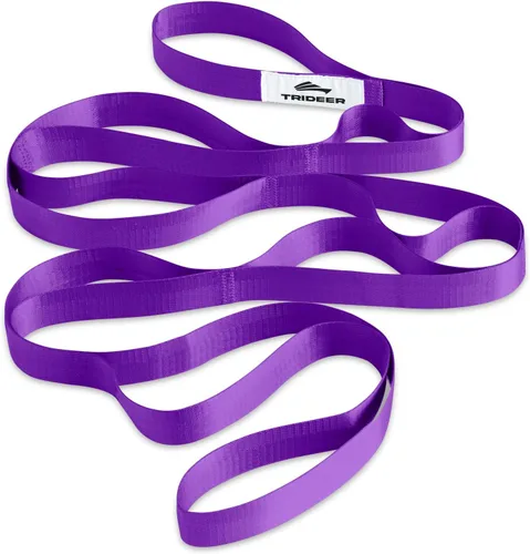 Miniatura 11 de Correa Trideer para estiramiento y yoga, correa de terapia física para entrenamiento en casa, ejercicio, pilates y gimnasia, 10 bucles, bandas