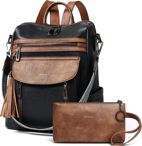 Miniatura 13 de Shrrie - Mochila de cuero para mujer, bolso de moda, mochila de cuero para mujer, mochila de viaje de diseñador, bolso de hombro convertible