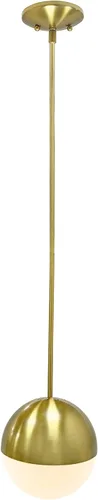Miniatura 2 de Aspen Creative 61146-11 Lámpara colgante ajustable para interiores, metal con cristal ópalo/acabado de latón cepillado, 8 pulgadas de ancho x 46-3/8