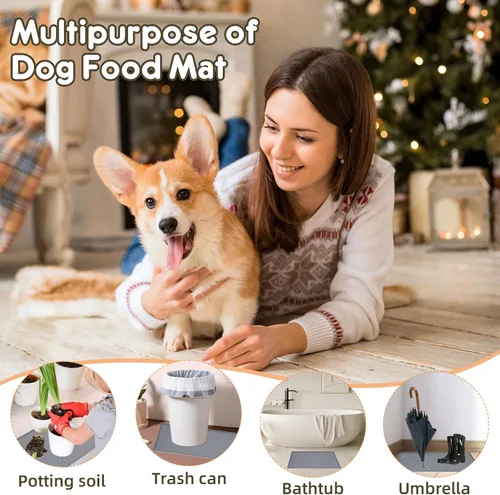 Miniatura 7 de Tapete de comida para perros y gatos para alimentos y agua, tapete de silicona para alimentación de mascotas, tapete para platos de agua para pisos
