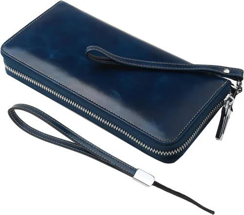 Miniatura 24 de Lavemi Pequeña cartera compacta para mujer, con bloqueo RFID, de piel auténtica, plegable, con ventanas de identificación