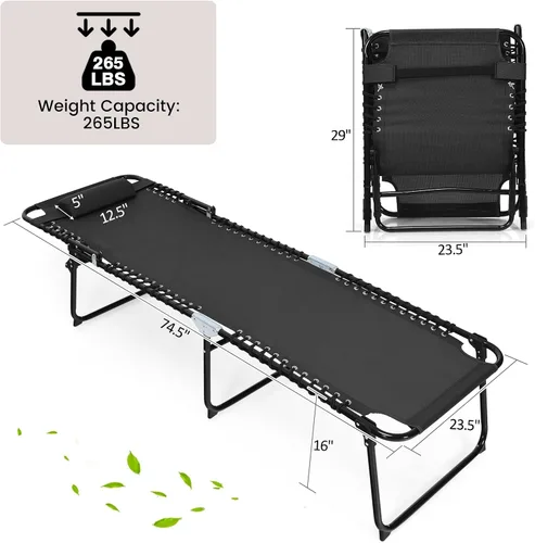 Miniatura 2 de S AFSTAR Sillón para exteriores, tumbona plegable para patio con respaldo de 4 posiciones y reposapiés de 2 posiciones, silla de playa portátil