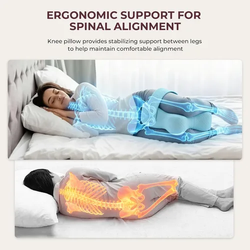Miniatura 3 de Almohada de rodilla para dormir de lado, soporte equilibrado de espuma viscoelástica para aliviar el dolor de cadera y ciática, almohada de piernas
