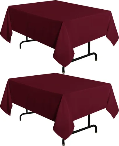 Miniatura 24 de sancua - Paquete de 2 manteles cuadrados de poliéster, de 54 x 54 pulgadas, resistentes a las manchas y a las arrugas, lavables, para mesas de Beige