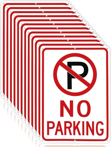 Miniatura 11 de OLANZU Señales de no estacionamiento, paquete de 4 letreros de 10 x 14 pulgadas, metal de grado ingeniero