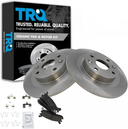 Miniatura 138 de TRQ Kit de rotor de freno trasero y pastillas de cerámica Posi premium compatible con camioneta Chevy GMC