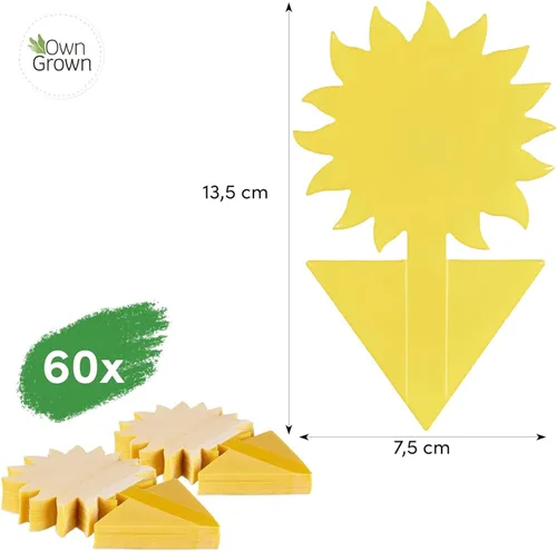 Miniatura 3 de OwnGrown Trampas adhesivas amarillas para moscas de interior – 60 piezas de control eficaz de mosquitos blancos y moscas de la fruta, papel adhesivo