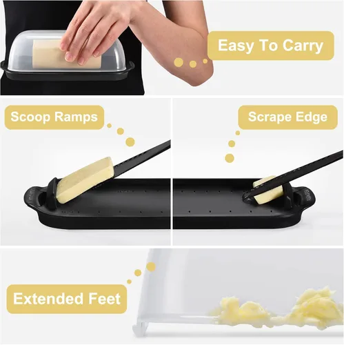Miniatura 5 de Mantequillera, recipiente para mantequilla con tapa transparente para encimera, mantequillera irrompible para decoración de cocina del hogar
