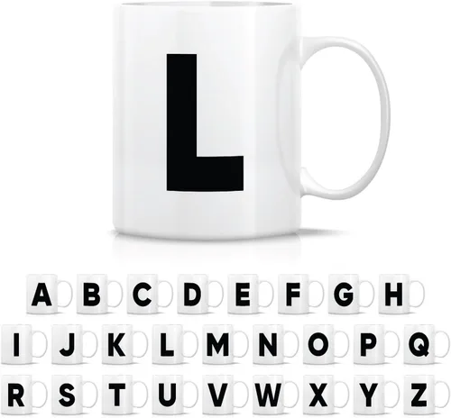 Miniatura 29 de Retreez Taza con monograma con monograma del alfabeto de la A a la Z con inicial, tazas de café de cerámica de 11 onzas – Agradecimiento