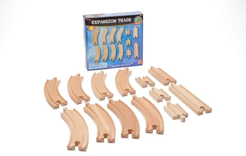 maxim enterprise, inc. Expansion - Juego de vías de tren de madera, 13 piezas de madera dura, pistas rectas y conectores para cruce de ferrocarril,