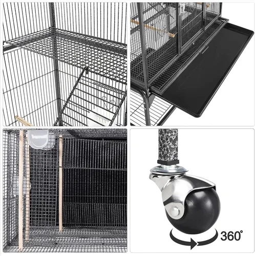 Miniatura 4 de Yaheetech Jaula para Pájaros Extra Grande de 69 Pulgadas, Jaula de Metal para Loros de Tamaño Mediano, Cacatúas, Cotorras, Periquitos, Tortolitos