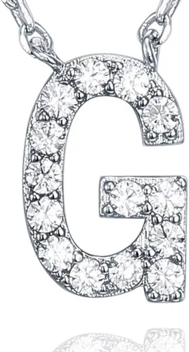 Miniatura 73 de PAVOI 14K White Gold Plated Cubic Zirconia Initial Necklace Letter Dainty Necklaces for Women