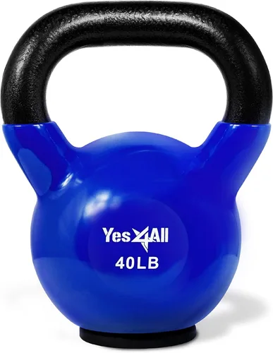 Miniatura 18 de Yes4All Juego de pesas rusas con base de goma, pesas rusas para mujer, pesas rusas de entrenamiento de fuerza (10-65 libras)