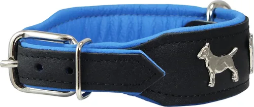 Miniatura 3 de Dogs My Love Collar de perro acolchado de cuero suave de cuero real, Bull Terrier, 1.75 pulgadas de ancho.
