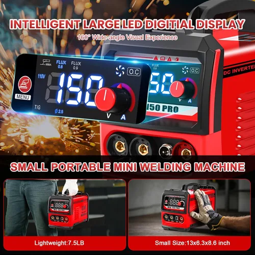 Miniatura 3 de GNI Soldador multiproceso, máquina de soldadura MIG/TIG/Stick, inversor IGBT, máquina mini soldadora portátil de 110 V, soldador MIG