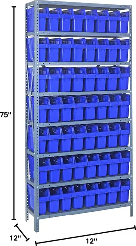 Miniatura 199 de Quantum QSBU-245BK Heavy Duty Shelving Unit with (7) Shelves and (24) QUS245 Black Bins for Garage Warehouse Storage Distribution 400 lb Load