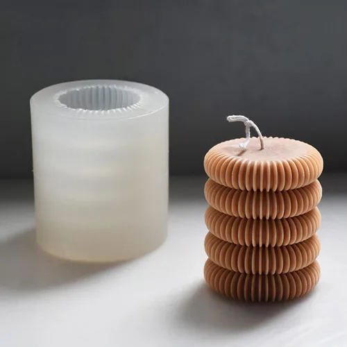 Miniatura 3 de Molde de silicona para velas de rayas de neumáticos, molde de jabón para velas de columna, fondant, molde para hornear pastel de chocolate, molde