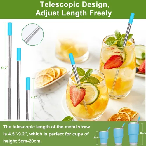 Miniatura 7 de Kynup Reusable Metal Straws (6Packs), Collapsible Travel Drinking Straws with Cases, Cruise Ship Essentials, Cruise Must Haves with Silicone for