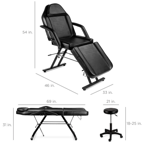 Miniatura 7 de Nueva camilla/silla de masajes, para barberías, tratamientos de belleza, faciales, tatuajes, equipo para salón, incluye banquito