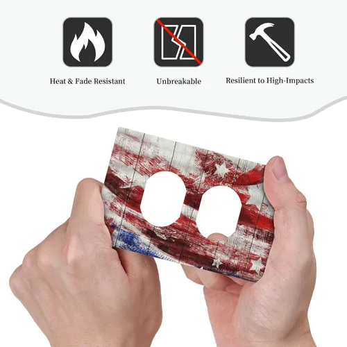 Miniatura 6 de Cubiertas decorativas para placa de interruptor, bandera estadounidense, receptáculo de 1 banda, placa de pared dúplex, cubierta de interruptor