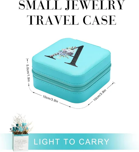 Miniatura 3 de Parima Joyero de viaje a la moda para mujer, joyero azul pequeño, organizador de joyas, cajas de joyería para mujeres, mini estuche de viaje