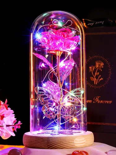 Miniatura 16 de Regalos de rosas para el día de la madre, rosas de cristal de galaxia preservadas para siempre, rosas iluminadas en cúpula de cristal, regalos de Un