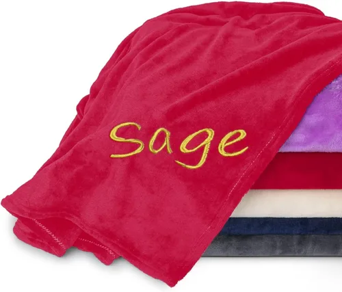 Miniatura 18 de Mantas personalizadas para adultos, manta personalizada con nombre bordado o monograma, funda de manta de forro polar suave para cama y sofá