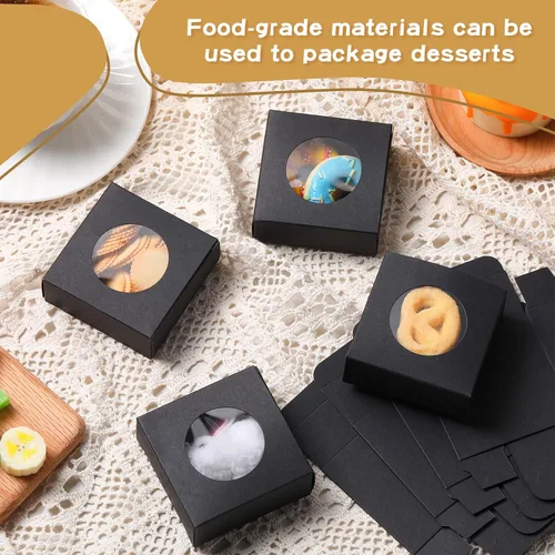 Miniatura 5 de TaoBary 100 Cajas de Jabón para Caseros, Cajas Pequeñas de Papel para Embalaje de Regalo de 3 x 3 x 1.2 Pulgadas con Ventana, Envoltorios de Regalo
