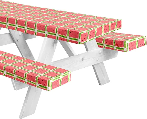 Miniatura 14 de LINPRO - Funda de mesa de picnic de 6 pies con fundas para bancos, fundas ajustadas de mesa de picnic de vinilo con elástico, elementos esenciales
