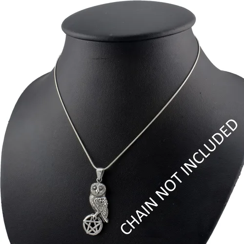 Miniatura 2 de WithLoveSilver - Colgante de plata de ley 925 con diseño de búho Pentáculo de Sabiduría, Wiccan Pagan, Plata esterlina