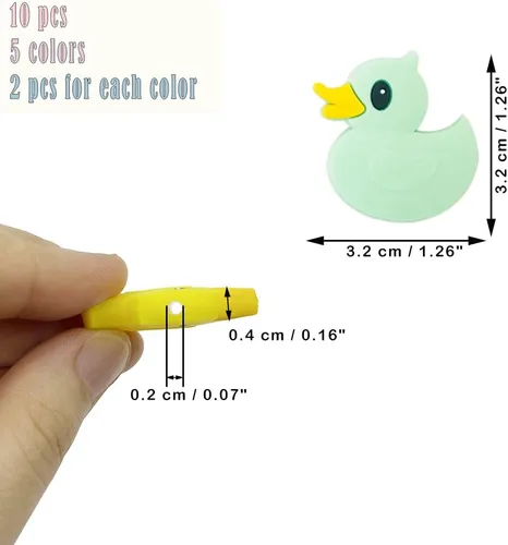 Miniatura 3 de 10 cuentas de pato coloridas en forma de pato, cuentas focales para bolígrafo, fabricación de llaveros, pulseras de joyería, collares, fabricación