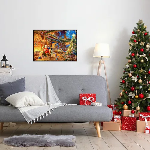 Miniatura 7 de Rompecabezas de Navidad de 1000 piezas, rompecabezas de Navidad de Santa Claus, rompecabezas de Navidad de Cabaña de Santa, rompecabezas de Navidad