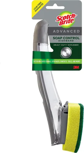 Miniatura 5 de Scotch-Brite avanzado - Mango de control de jabón con cepillo, fácil de usar, antimicrobiano, duradero y reutilizable; y mango de control de jabón