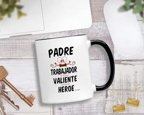 Miniatura 2 de Casitika Regalos para papa. Día del Padre Regalos. Taza Padre Trabajador Valiente Heroe de 11 onzas. Tazas para el día del padre.
