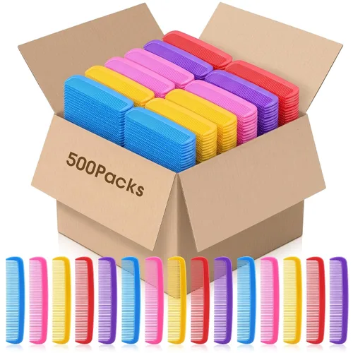 Yaomiao 500 Pieces Multicolor Pocket Comb Bulk 5 Inch Plastic Hair and Travel Fine Tooth Combs for Women Men Beard Styling Dressing