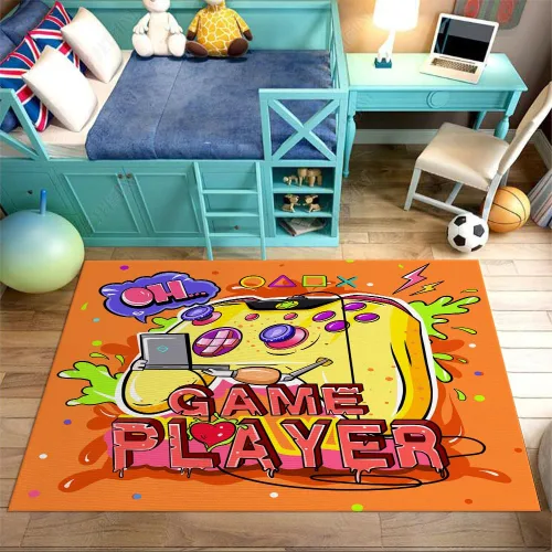 Miniatura 16 de Alfombras de juego para niños, adolescentes, niños, dormitorio, decoración de habitación de jugadores, alfombra de área con control de consola